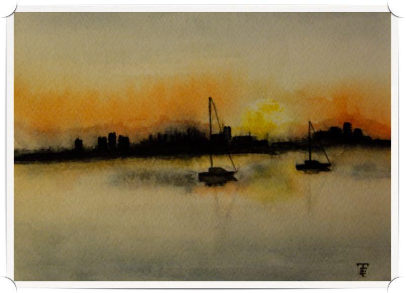 Couché de soleil sur la ville